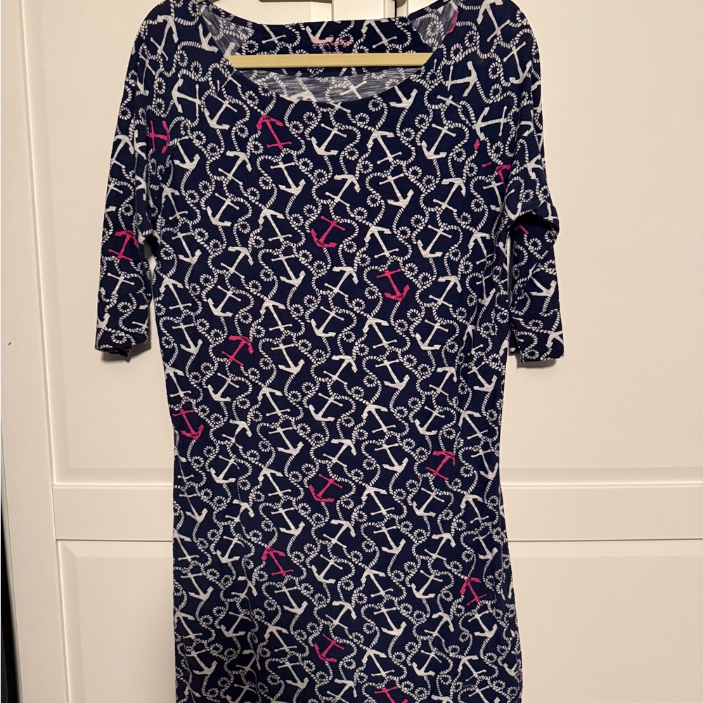 Lilly Pulitzer Navy and Pink Anchor Dress